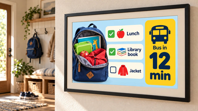 A photo frame on a wall showing the School morning page